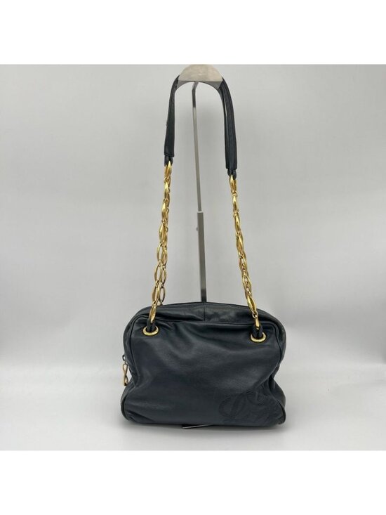Loewe Handbags - Loewe Shoulder Bag Black Anagram Embossed Nappa Leather Chain Vintage